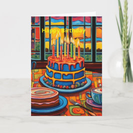 Tarjeta Tarta de cumpleaños en la mesa