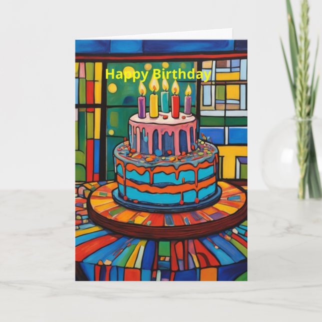 Tarjeta Tarta de cumpleaños escalonada (Anverso)
