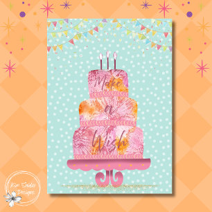 Tarjeta Tarta de Cumpleaños "Haz un Deseo" Con Velas