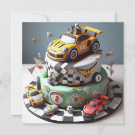TARJETA TARTA DE CUMPLEAÑOS INFANTIL CON TEMA DE COCHE DE 