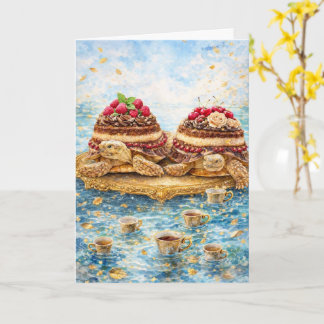 Tarjeta Tarta de cumpleaños surrealista de Tiramisu y tort