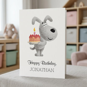 Tarjeta Tarta de Cumpleaños Vela Perrito Cachorro Divertid