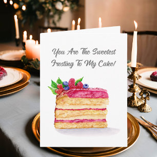 Tarjeta Tarta De Frambuesa Al Acuarela Aniversario Esposa