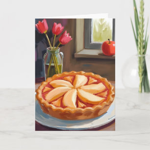 Tarjeta Tarta de Manzana Acuarela Día de Acción de Gracias