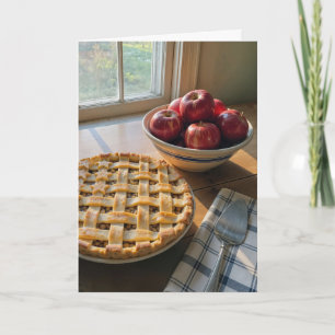 Tarjeta Tarta De Manzana De Cumpleaños Junto A Una Ventana