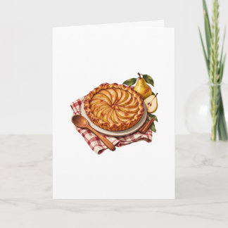 Tarjeta Tarta de pera con tela a cuadros rojos
