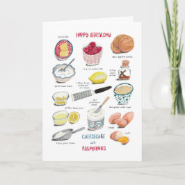 Tarjeta Tarta de queso de cumpleaños roja y amarilla