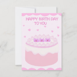 Tarjeta Tarta rosa dulce feliz cumpleaños