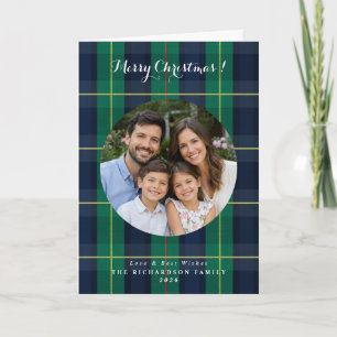 Tarjeta Tartan a cuadros foto personalizada Navidad