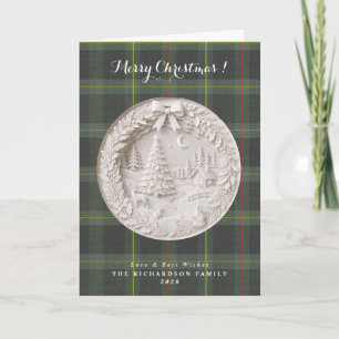 Tarjeta Tartan cuadros Navidad Modernos 3D recorte de pape