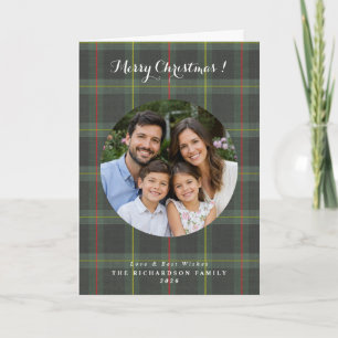 Tarjeta Tartan cuadros personalizados foto Navidad