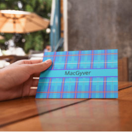 Tarjeta Tartán escocés clásico rojo y azul, personalizado