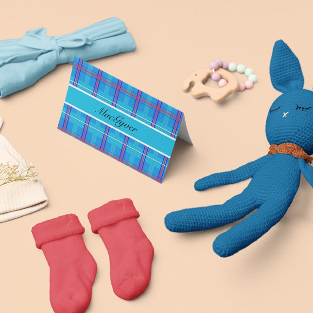 Tarjeta Tartán escocés clásico rojo y azul, personalizado (Subido por el creador)