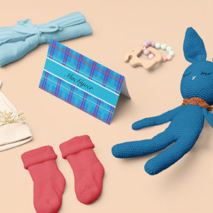 Tarjeta Tartan Escocés Rojo y Azul Clásico, personalizado