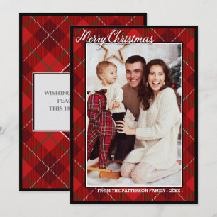 Tarjeta Tartán moderno elegante Fotos navideñas de Feliz