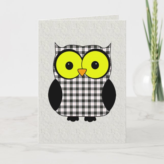 Tarjeta Tartan Plaid Owl V9 Cumpleaños (Anverso)