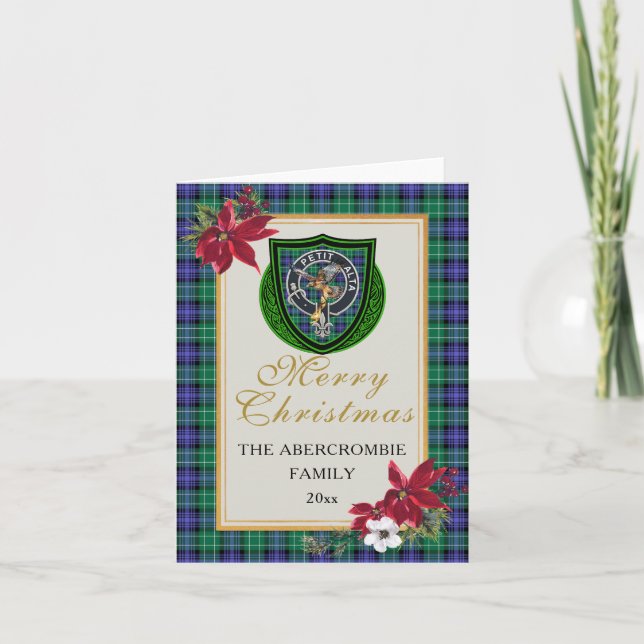 Tarjeta Tartan y Cresta del Clan Escocés Abercrombie (Anverso)