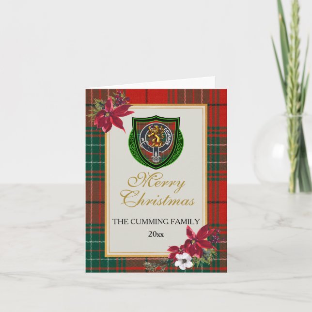 Tarjeta Tartan y Cresta del Clan Escocés Cumming (Anverso)