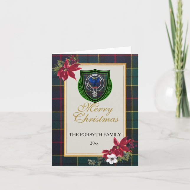 Tarjeta Tartan y Cresta del Clan Escocés Forsyth (Anverso)