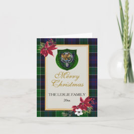 Tarjeta Tartan y Cresta del Clan Escocés Leslie