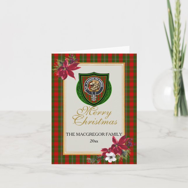 Tarjeta Tartan y Cresta del Clan Escocés MacGregor (Anverso)