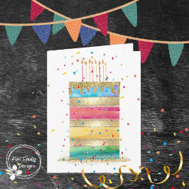 Tarjeta Tartas en capas con confetti y velas