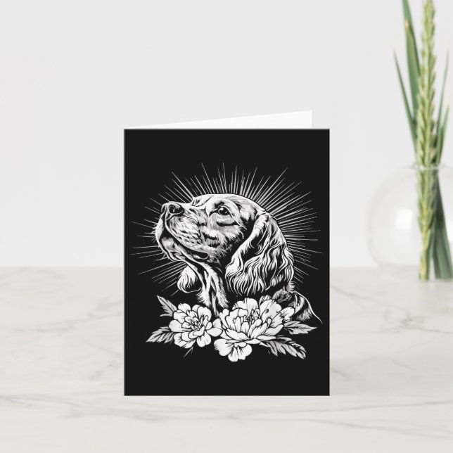Tarjeta Tattoo Style Lover Er Spaniel Perro Retro (Anverso)