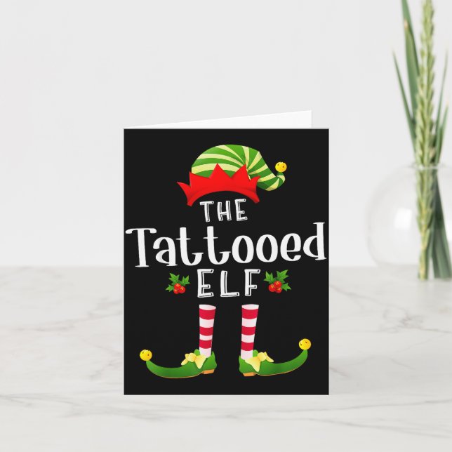 Tarjeta Tattooed Christmas Elf Matching Pajama X-mas Party (Anverso)