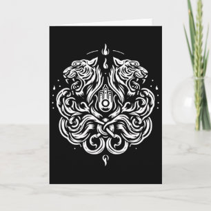Tarjeta Tatuaje de arte de Muay Thai Sak Yant Tigre gemelo