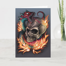 Tarjeta Tatuaje de calavera y serpiente