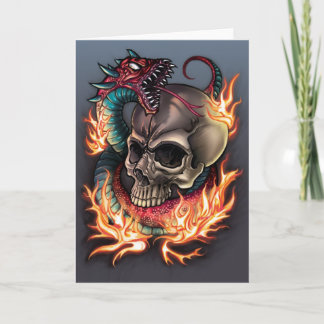 Tarjeta Tatuaje de calavera y serpiente