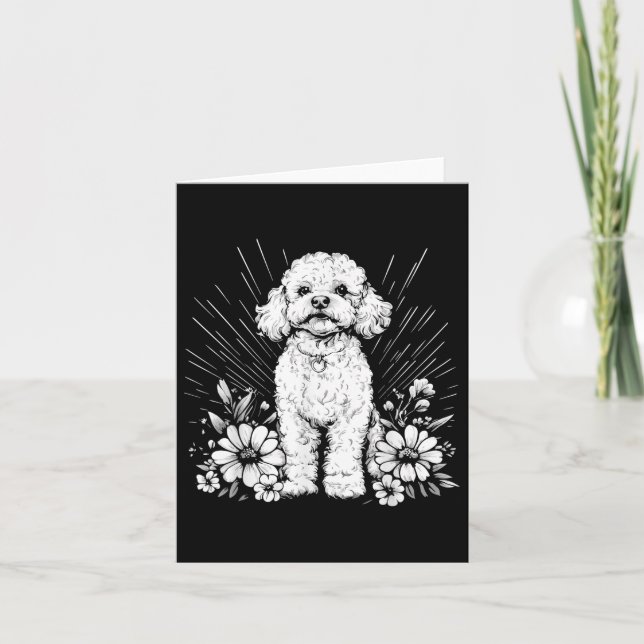 Tarjeta Tatuaje de estilo retro de caniche Lover (Anverso)