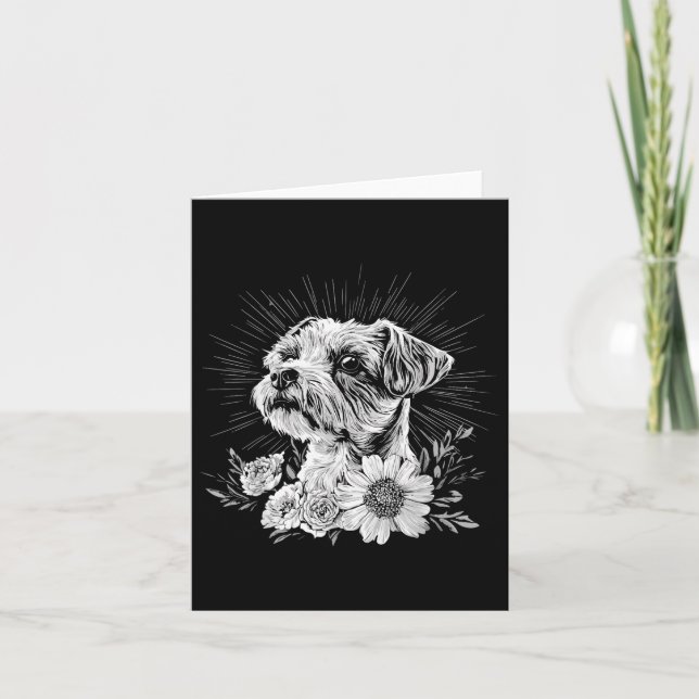 Tarjeta Tatuaje de estilo retro de perro de borde territor (Anverso)