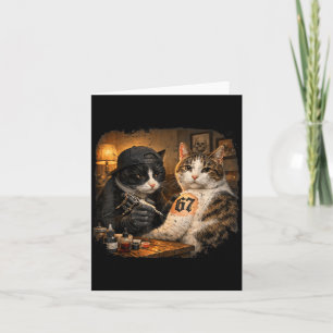 Tarjeta Tatuaje De Gato Antiguo Gato Artista Divertido 67