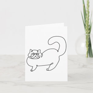 Tarjeta Tatuaje de gato persa de una línea _1