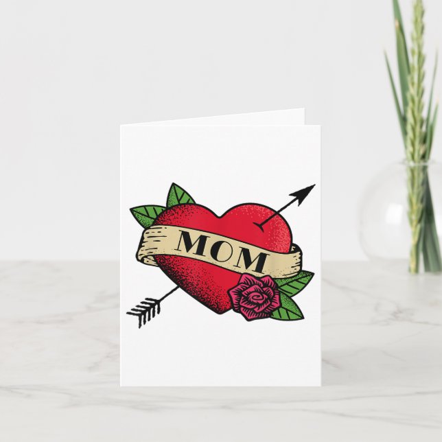 Tarjeta Tatuaje de mamá corazón _1 (Anverso)