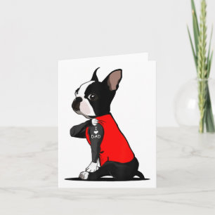 Tarjeta Tatuaje de perro Boston Terrier amo a papá diverti