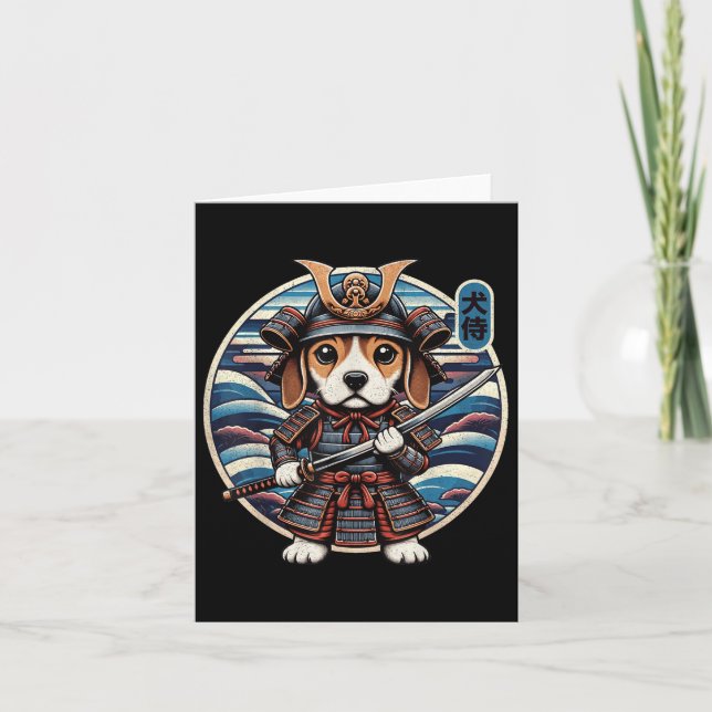 Tarjeta Tatuaje de perro samurai japonés, Beagle Kawaii Ni (Anverso)