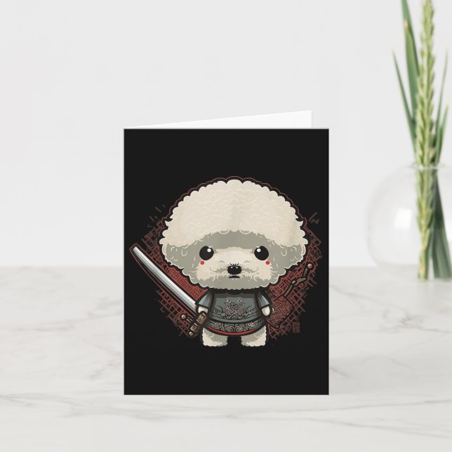 Tarjeta Tatuaje de perro samurai japonés, Kawaii Ninja vin (Anverso)