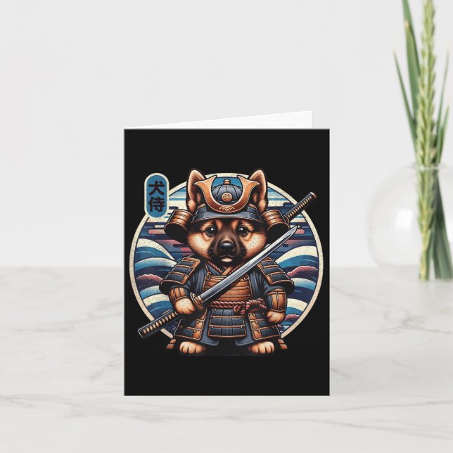 Tarjeta Tatuaje de perro samurai japonés, pastor alemán Ka (Anverso)