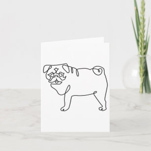 Tarjeta Tatuaje de pug de una línea _1 
