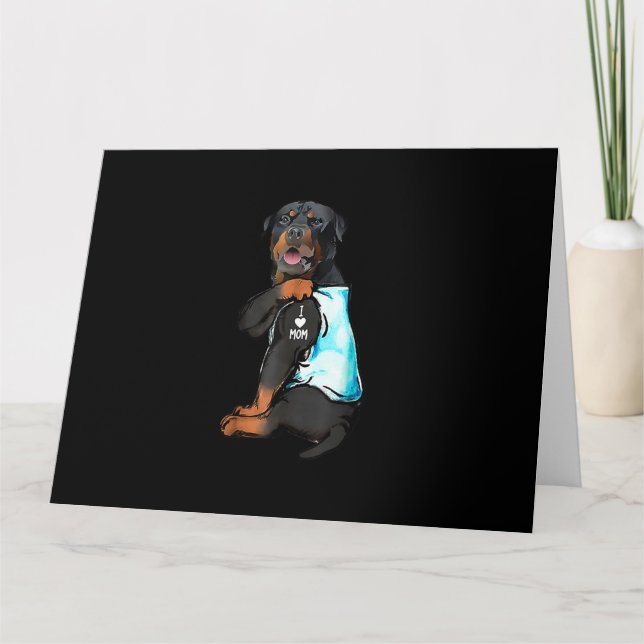 Tarjeta Tatuaje de Rottweiler amo a mamá (Anverso)