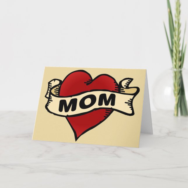 Tarjeta Tatuaje del corazón de la mamá (Anverso)