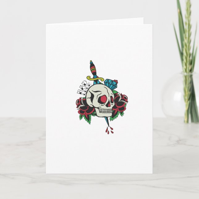 Tarjeta Tatuaje tradicional de cráneo (Anverso)