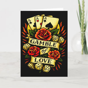 Tarjeta Tatuaje Tradicional Tatuaje Retro Rosas Dados Cart