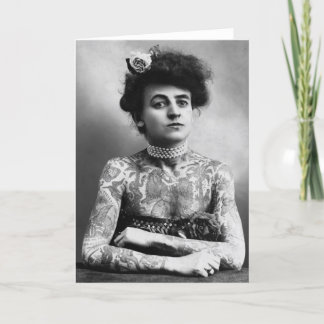 Tarjeta Tatuajes confiados de la mujer de la fotografía