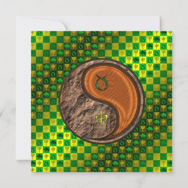 Tarjeta Tauro y Mono de Madera (Anverso)