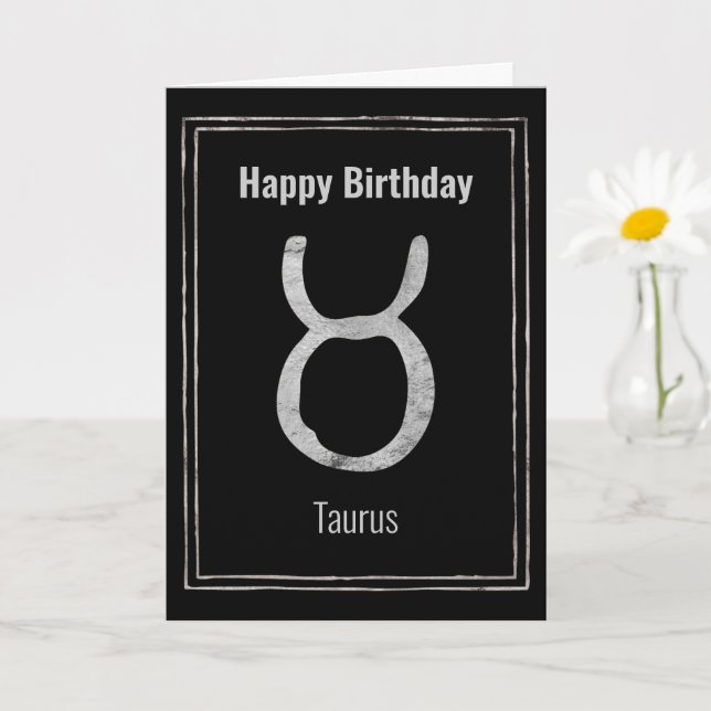 Tarjeta Tauro zodiac plata toro Feliz cumpleaños (Planta pequeña)