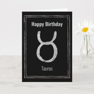 Tarjeta Tauro zodiac plata toro Feliz cumpleaños