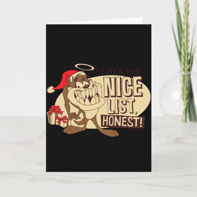 Tarjeta Taz Im On The Nice List  (Anverso)